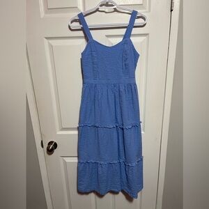 Long blue straps dress